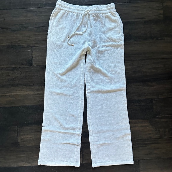 MELISSA ODABASH White Drawstring Resort Pant Sz M NEW - Picture 1 of 2